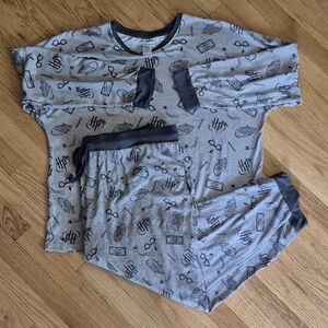 Wizarding World Of Harry Potter Women's XXL Gray Super Soft Pajama Set EUC